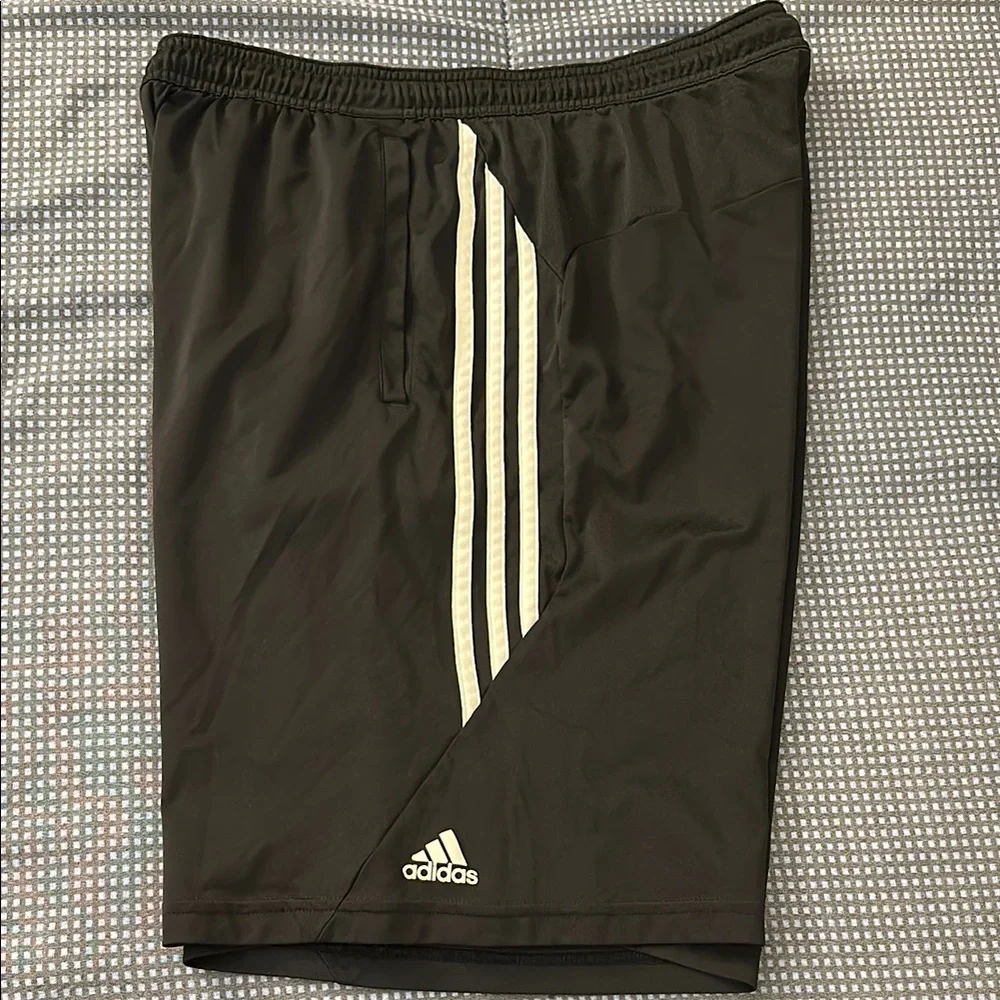 Adidas Black Sports Shorts with White Stripes